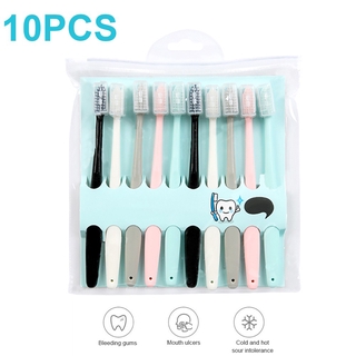 Set 10 Bàn Chải Đánh Răng Lông Màu Macaron Thời Trang Phù Hợp Cho Đi Du Lịch Ngoài Trời