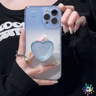 Ốp Điện Thoại TPU Mềm Trong Suốt Màu Xanh Dương Gradient Có Vòng Đỡ Cho IPhone 7 8 Plus 11 13 12 Pro MAX 6 6S Plus XS MAX X SE 2020