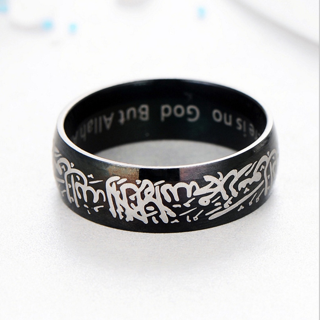 Nhẫn đeo tay thép titan tròn viền chữ độc đáo cá tính dành cho cặp đôi