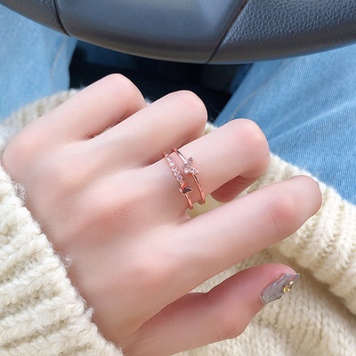 Nhẫn Hình Bướm Đính Đá Sang Trọng Cho Nữ