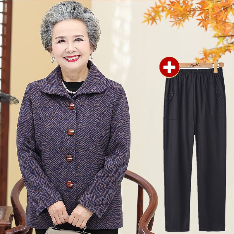 Áo khoác, phụ nữ 60-70 tuổi sinh thập niên 80 mẹ và bà quần áo thu đông