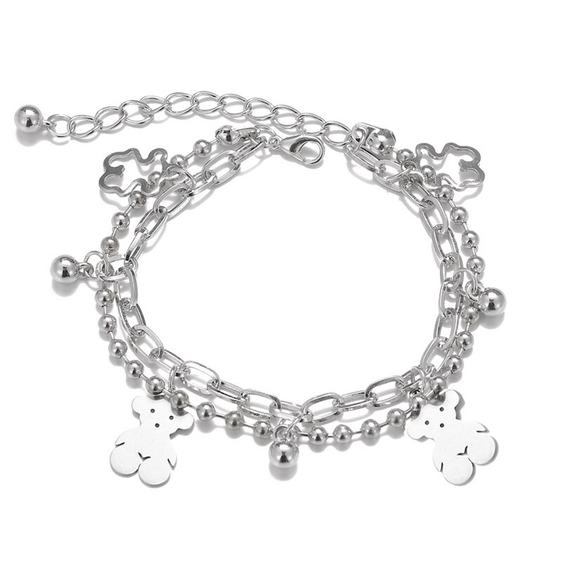 Vòng Tay Nhiều Lớp Mặt Hình Trái Tim / Gấu Dễ Thương Cho Nữ