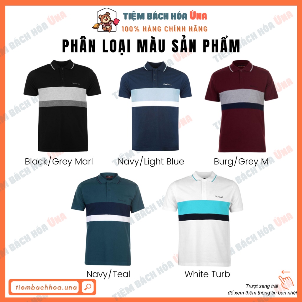 Áo thun nam polo có cổ, tay ngắn, sọc ngang Pierre Cardin hợp thời trang