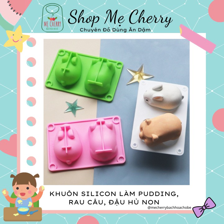 Khuôn silicon chịu nhiệt tốt làm đậu hủ non, pudding, rau câu hình thỏ, heo dễ thương