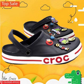 dép cross💖FREESHIP💖dép cross đế bánh mì bay xanh than đỏ DEPCROSSDEN21 tặng thêm 12 jibitz cross