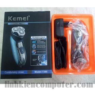 [Khuyến mãi giảm giá shock] Máy Cạo Râu KEMEI KM-7390 3 Lưỡi Tròn Chống Nước Cao Cấp