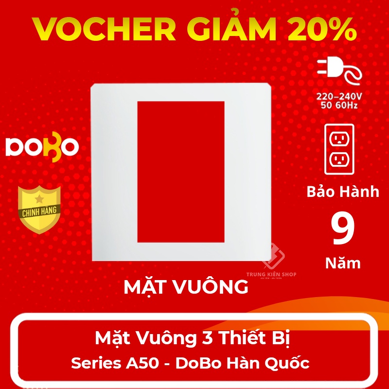 [HÀNG CHÍNH HÃNG] Mặt nạ vuông 2 -3 thiết bị âm tường đế vuông Thiết Bị DoBo Korea - Mặt Công Tắc, Mặt Ổ Cắm hình vuông