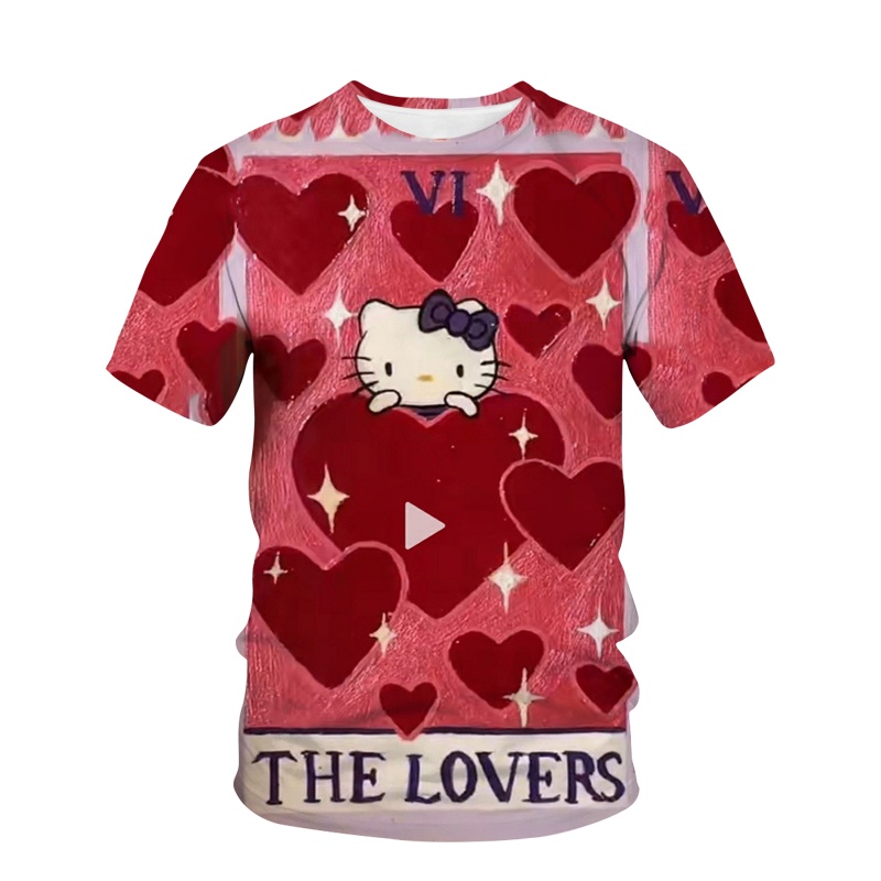 Áo Thun Tay Ngắn Cổ Tròn In Hình Hello Kitty 3D Thời Trang Mùa Hè 2021 Dành Cho Nữ