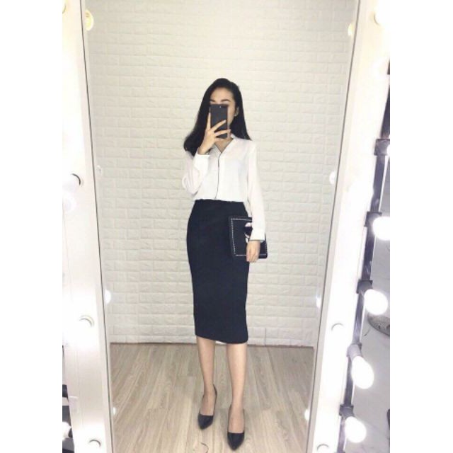 Sơ mi cổ tàu khoét V xinh xắn | BigBuy360 - bigbuy360.vn