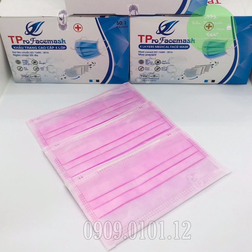 Khẩu trang y tế 4 lớp chính hãng TP pro mask hộp 50 cái