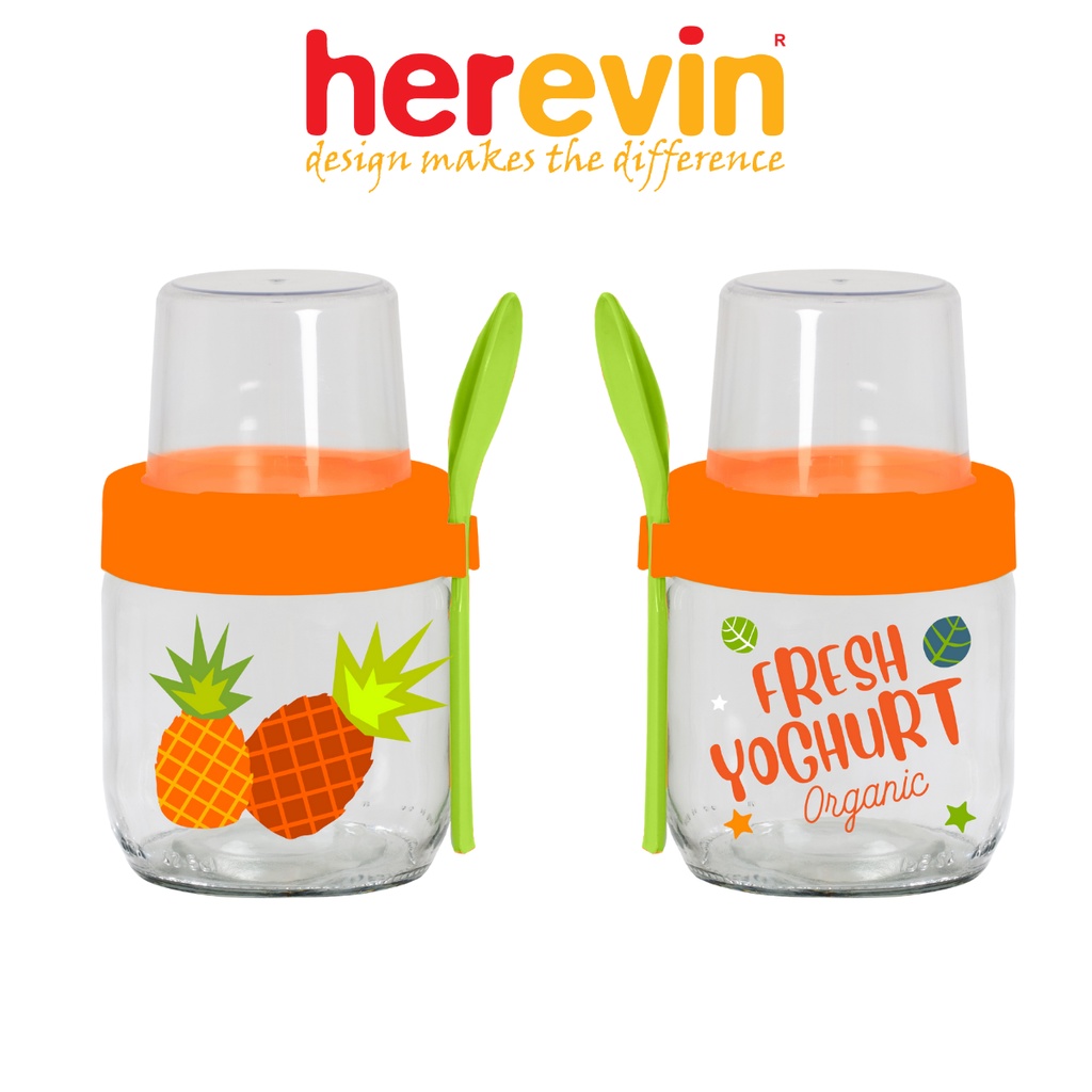 Bộ 3 Hũ Yogurt Thuỷ Tinh Herevin 425ml - HEHU131615-802 [GIAO MÀU NGẪU NHIÊN]