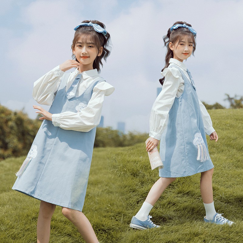 Set váy cho bé gái kèm áo sơ mi trắng xinh xắn full size Beeshop D21012