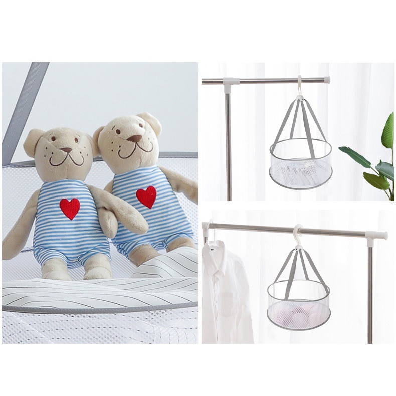 Giỏ Lưới Phơi Đồ Trang Điểm, Tất Vớ, Đồ Lót Có Móc Treo - Rổ Lưới Treo Phơi Khô Đồ