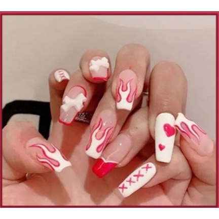 Móng tay giả đính đá kèm keo dài nhọn YOU NAILS