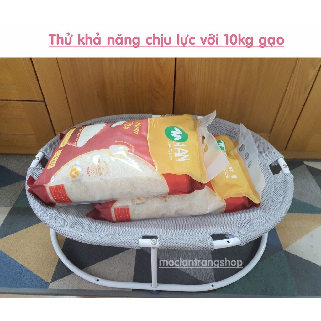 Giường đệm võng cho mèo hình Oval dài 63cm kèm quả bông treo. Ổ mèo ổ chó khung sắt cỡ lớn, chõng nằm ngủ cho mèo tây to