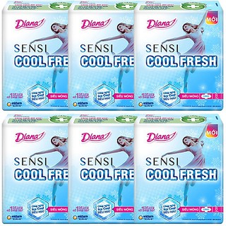 Combo 6 Gói Diana Sensi Cool Fresh siêu mỏng cánh 8miếng/gói