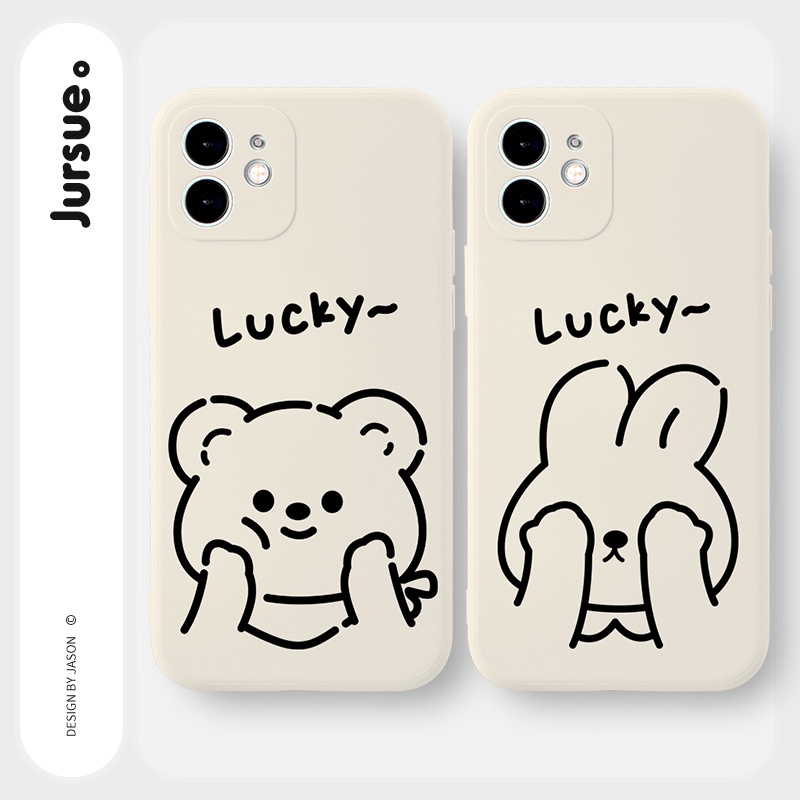 Ốp lưng JURSUE mềm hoạt hình cặp đôi dễ thương đẹp cho iPhone 13 12 11 Pro Max SE 2020 X XR XS ip 8 7 6 6S Plus kute Y80