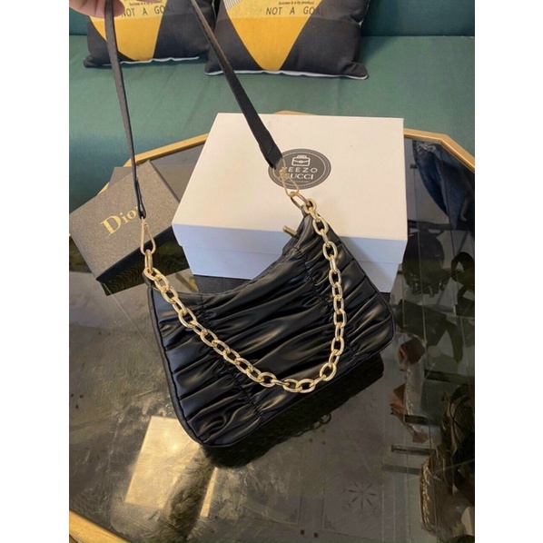 Túi kẹp nách đeo vai, túi đeo chéo nữ phối xích  đẹp da gấp đi chơi phong cách hàn quốc