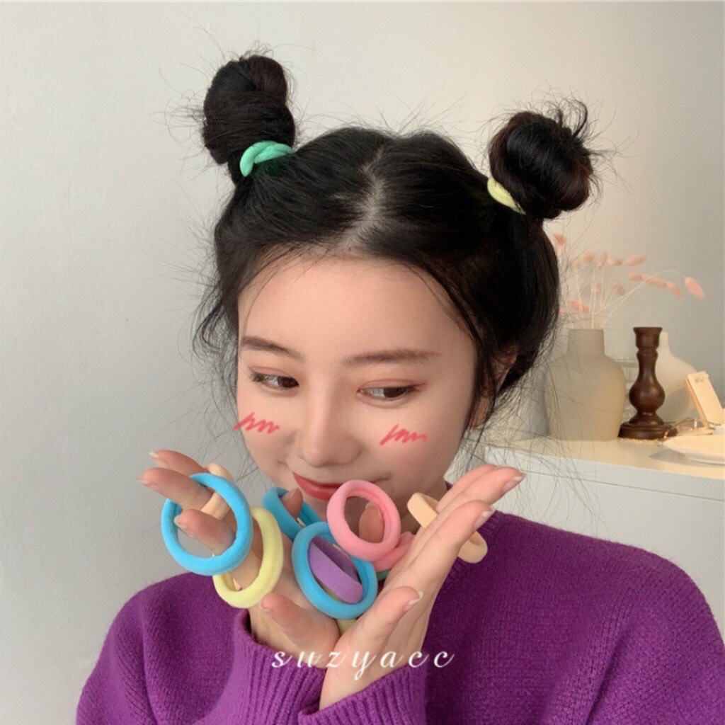 Dây chun buộc tóc nhiều màu sắc dây buộc tóc ống trơn cho nữ