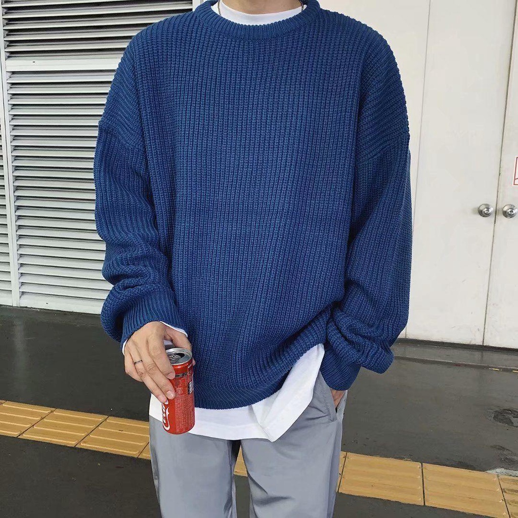 Áo Sweater namDệt Kim Dày Cổ Tròn Dáng Rộng Thời Trang Thu Đông Dành Cho Nam FARU184
