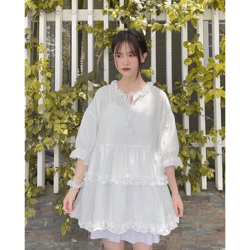 Set 2 món áo babydoll tầng tay bồng tiểu thư xinh xắn/ Set áo 2 dây mặc trong kèm áo babydoll mặc ngoài_xuongmaythuhien | BigBuy360 - bigbuy360.vn