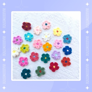 Hoa len trang trí, pin cài áo, balo handmade hoa 5 cánh nhiều mắc sắc