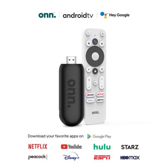 TV Box ONN Stick AndroidTV box chính chủ Google, cấp phép Netflix, HBO Max, Chrome Cast, FHD, Wifi kép, Bluetooth, Voice