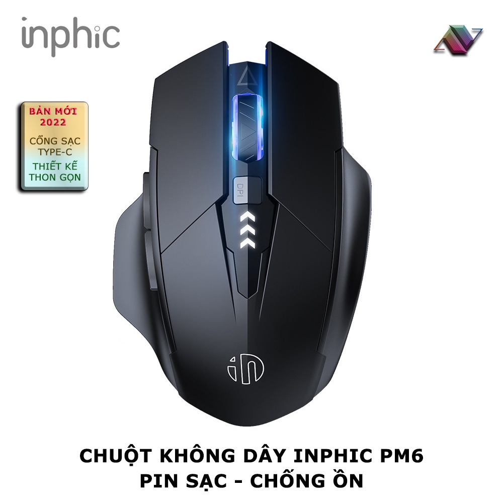 Chuột không dây Bluetooth pin sạc inphic M6 chống ồn - Chuột bluetooth cho máy tính - Hàng Chính Hãng