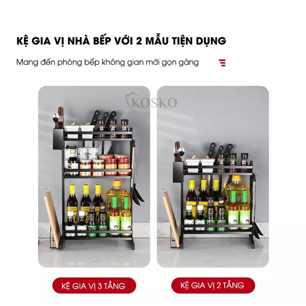 Kệ nhà bếp đa năng Kosko inox 304 kệ để đồ, kệ 2 tầng ,kệ 3 tầng