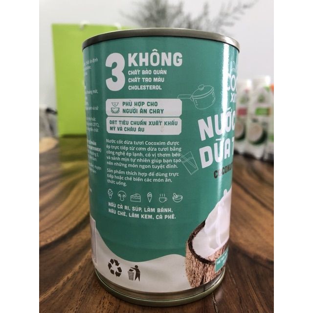 (Keto) Nước cốt dừa tươi Coco xim 400ml không đường (uống ngay thơm ngon)