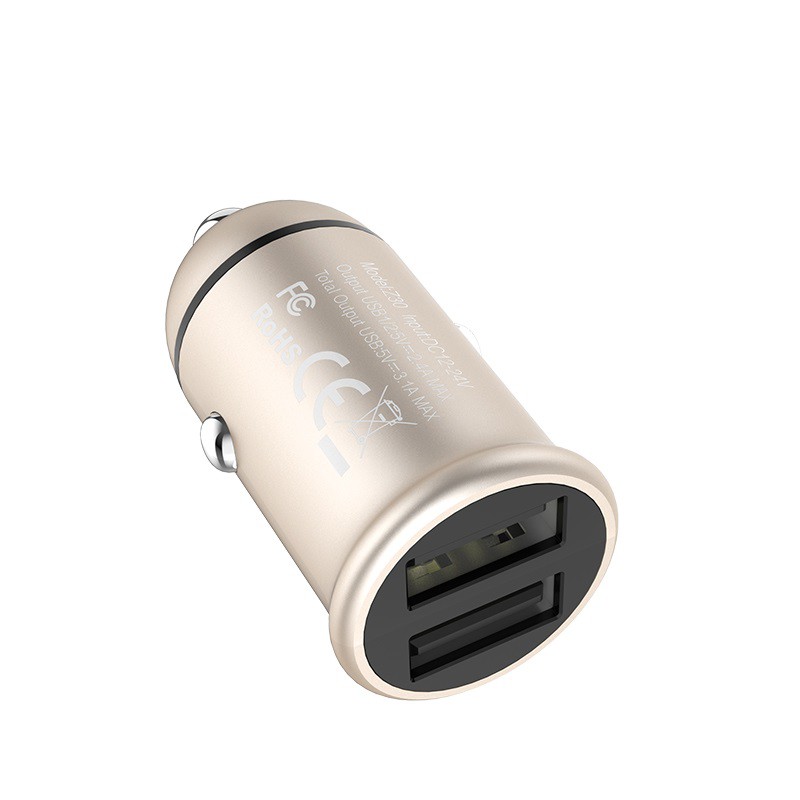 [Thoto Shop] Củ tẩu sạc nhanh điện thoại trên ô tô HOCO Z30 vỏ nhôm cao cấp 2 cổng USB - hàng chính hãng