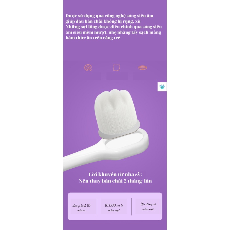 Bàn Chải Đánh Răng Cho Bé  Đánh Răng Sợi Lông Tơ Siêu Mềm (2_ 12 Tuổi) N2004- 2Ngân shop