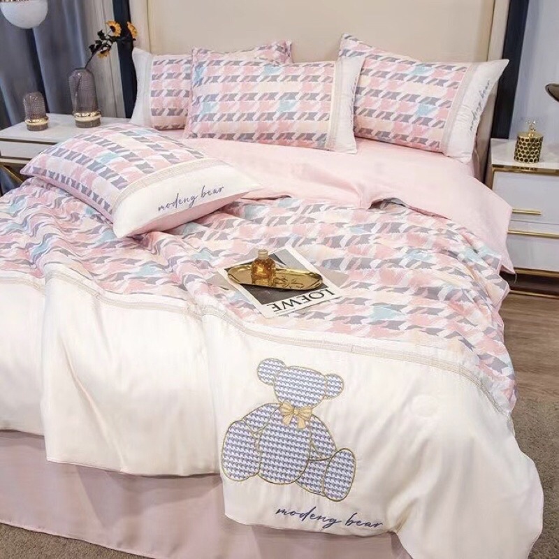 Lụa Modern Bear chăn chần hè thông minh hoạ tiết trẻ trung