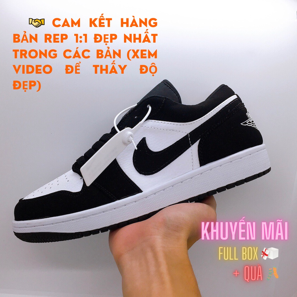 [Full Box] Giày thể thao nam nữ Sneaker Air Jordan 1 PANDA Cổ Cao, Cổ Thấp Đen Trắng Chuẩn Full Size Hot Trend 2021
