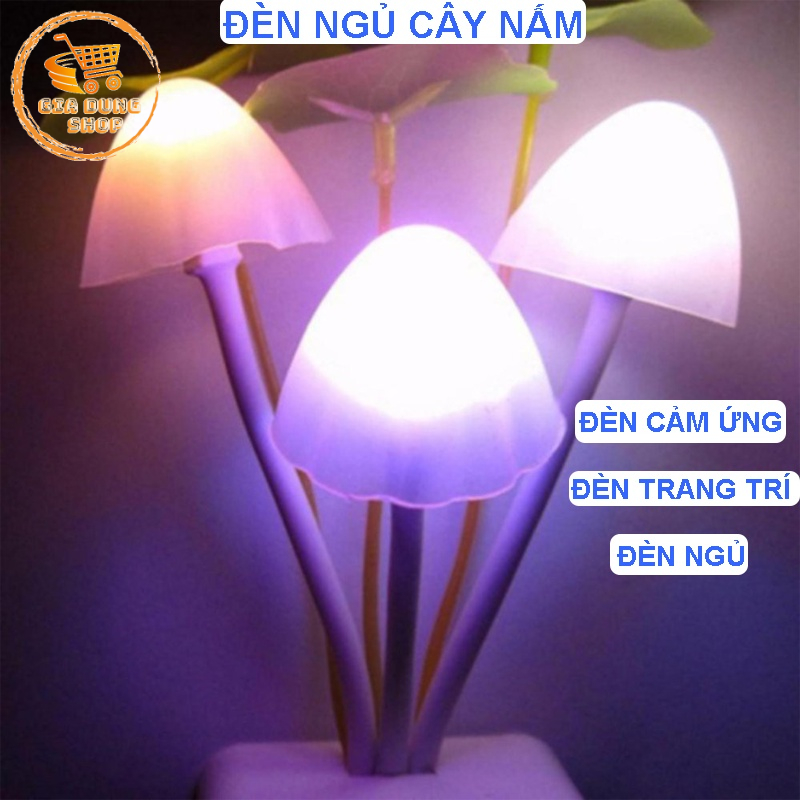 Đèn Ngủ Trang Trí Đèn Hình Cây Nấm Cảm Ứng Tự Động Phát Sáng Khi Trời Tối