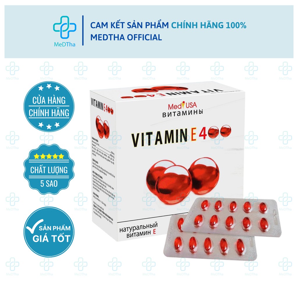 Vitamin E đỏ 400IU - Hỗ trợ làm đẹp da, ngăn ngừa lão hóa, có thêm lô hội