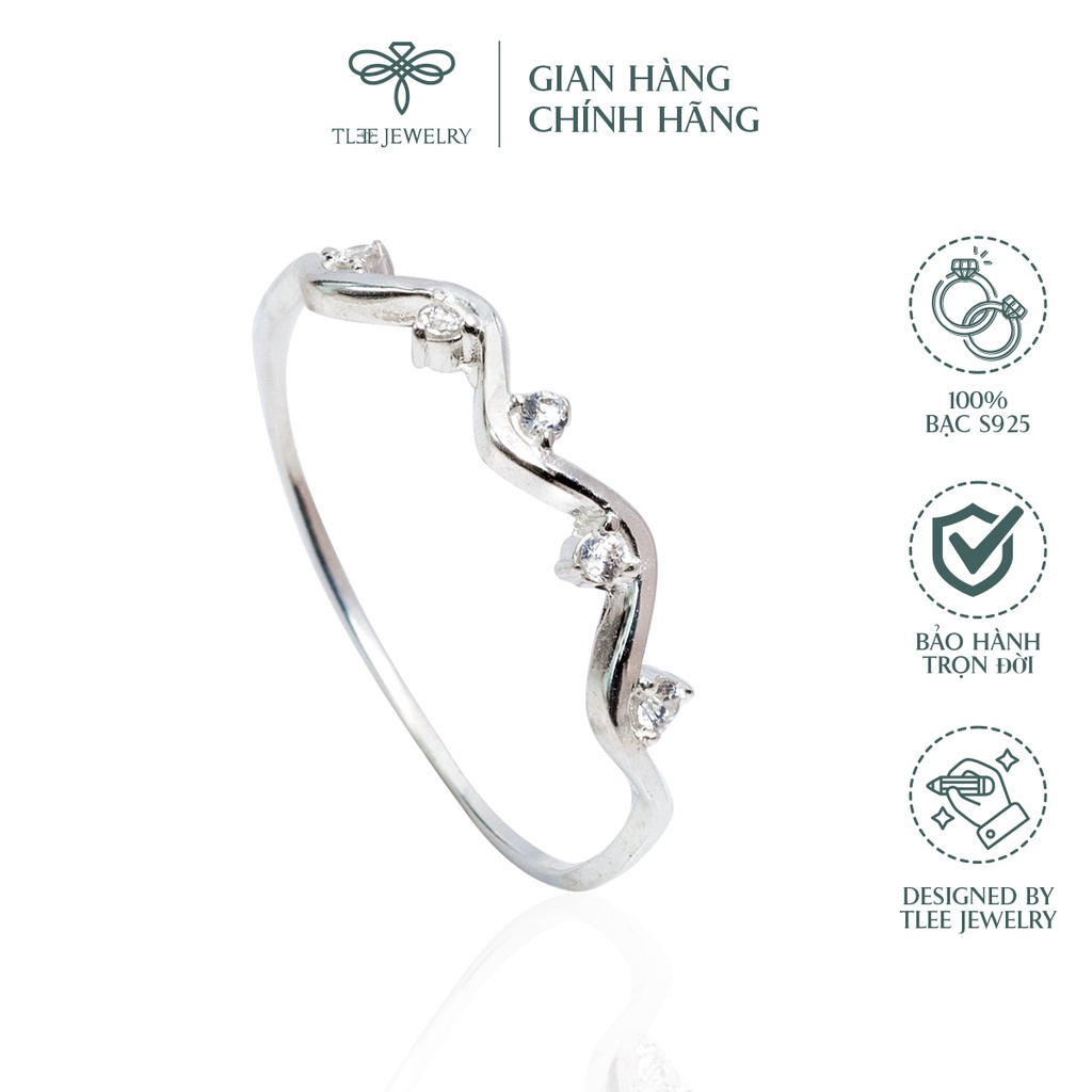 Nhẫn bạc nữ TLEE sóng nạm đá mini xinh xắn NCJ A0175
