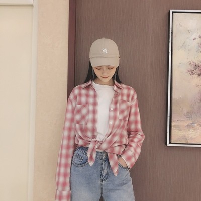 Áo sơ mi tay dài kẻ sọc caro màu sắc trẻ trung cho nữ BLACKPINK Lisa BTS  Jeon Jung Kook