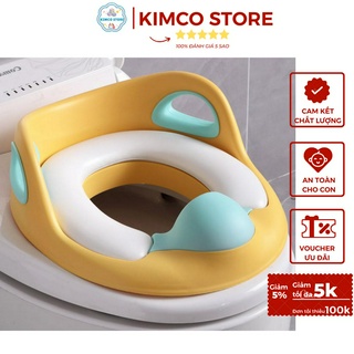 Bệ thu nhỏ bồn cầu đệm lót PVC siêu mềm mại, có tay vịn chống trượt, an toàn cho bé