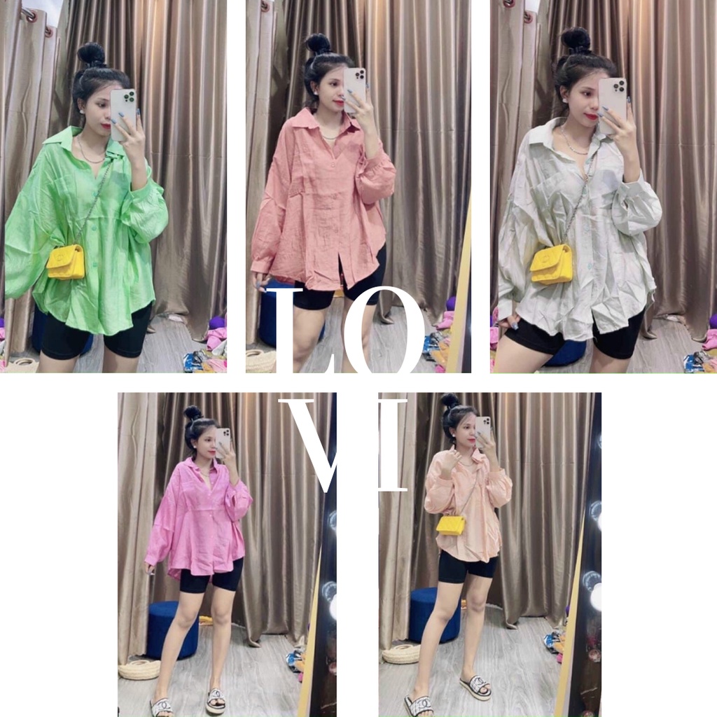 Áo sơ mi cánh dơi caro 2 túi form rộng nhiều màu Lovi