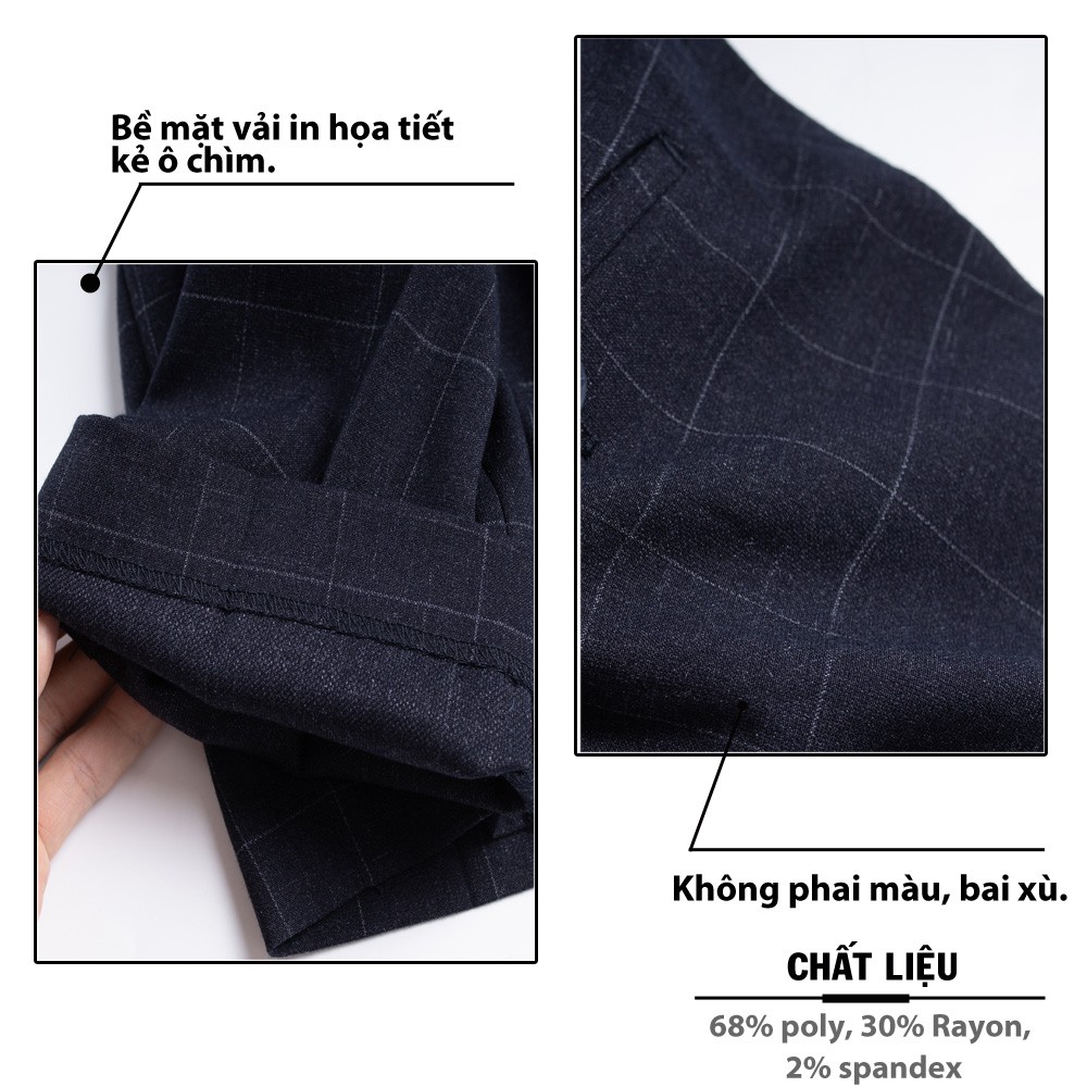 Quần Tây Nam 5S Họa Tiết Kẻ Caro Trắng Màu Tím Than Tối, Dáng Ôm Vừa, Ít Nhăn, Thoáng Mát, Co Giãn Nhẹ (QAU0405S1TTT) | BigBuy360 - bigbuy360.vn