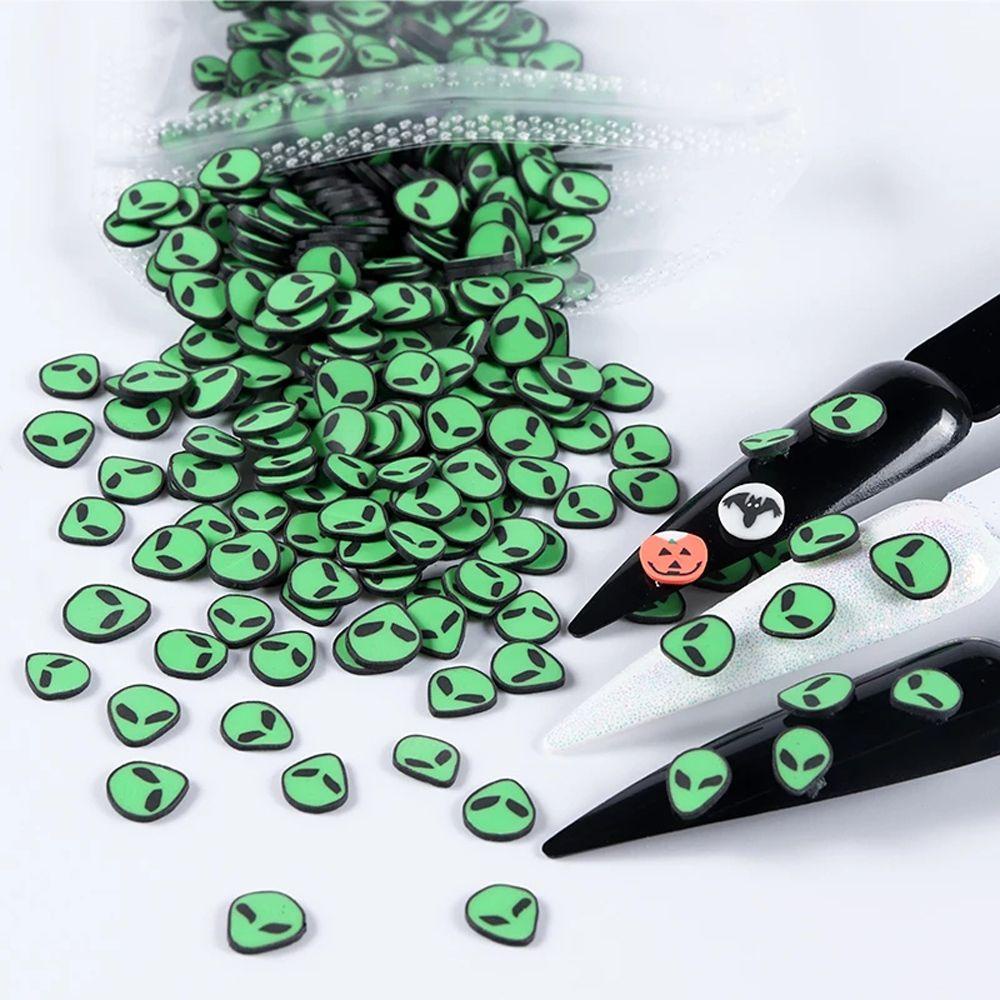 OCEANMAP Đất Sét Polymer Mềm Hình Người Ngoài Hành Tinh 3D Trang Trí Móng Tay Nghệ Thuật