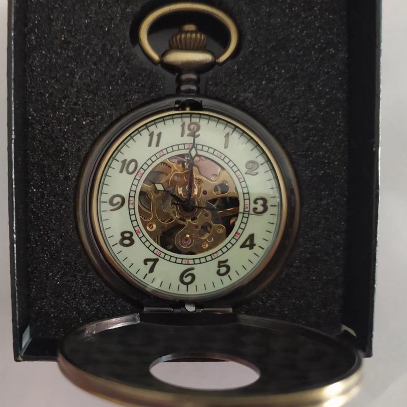 Đồng Hồ Quả Quýt Chạm Khắc Hình Bộ Xương