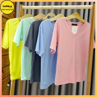Áo phông nữ cổ tim chất cotton