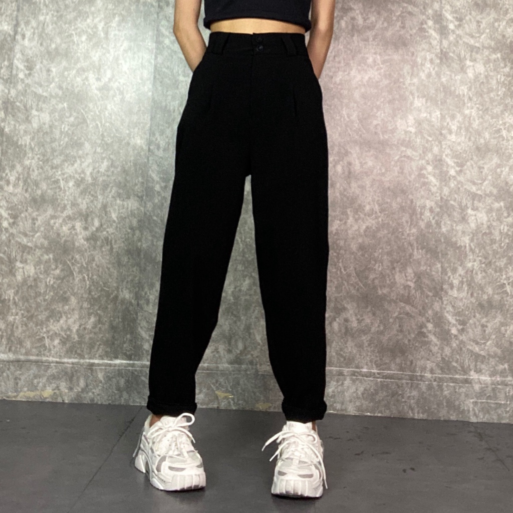 Quần Tây Baggy Dáng thụng Lưng Cao Basic có size BC128