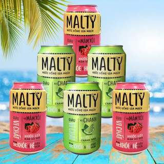 [Combo Khuyến Mãi Malty] Nước uống lúa mạch tốt cho sức khỏe Malty vị Mâm Xôi và Chanh Tươi - Pack 6 Lon