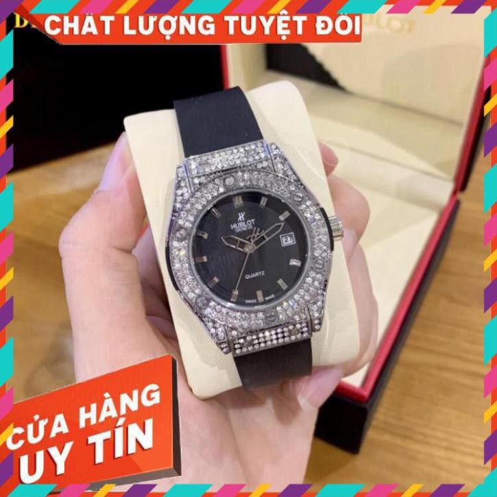 (Hublot hương vani) Đồng hồ nữ Hublot mặt tròn diamond dây silicon thơm DHN601 - Hublot.dongho
