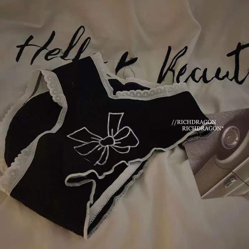 Quần Lót nữ Cotton Nguyên Chất Phối Ren Nơ In Họa Tiết Dễ Thương Thoải Mái Kháng Khuẩn Thoáng Khí Chống Vi Khuẩn Không Đường May Thoải Mái