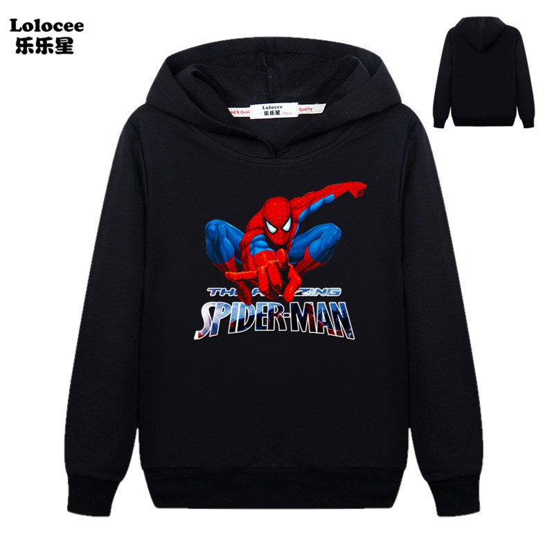 MARVEL Áo Hoodies Tay Dài Hoạ Tiết Người Nhện Cho Bé Trai