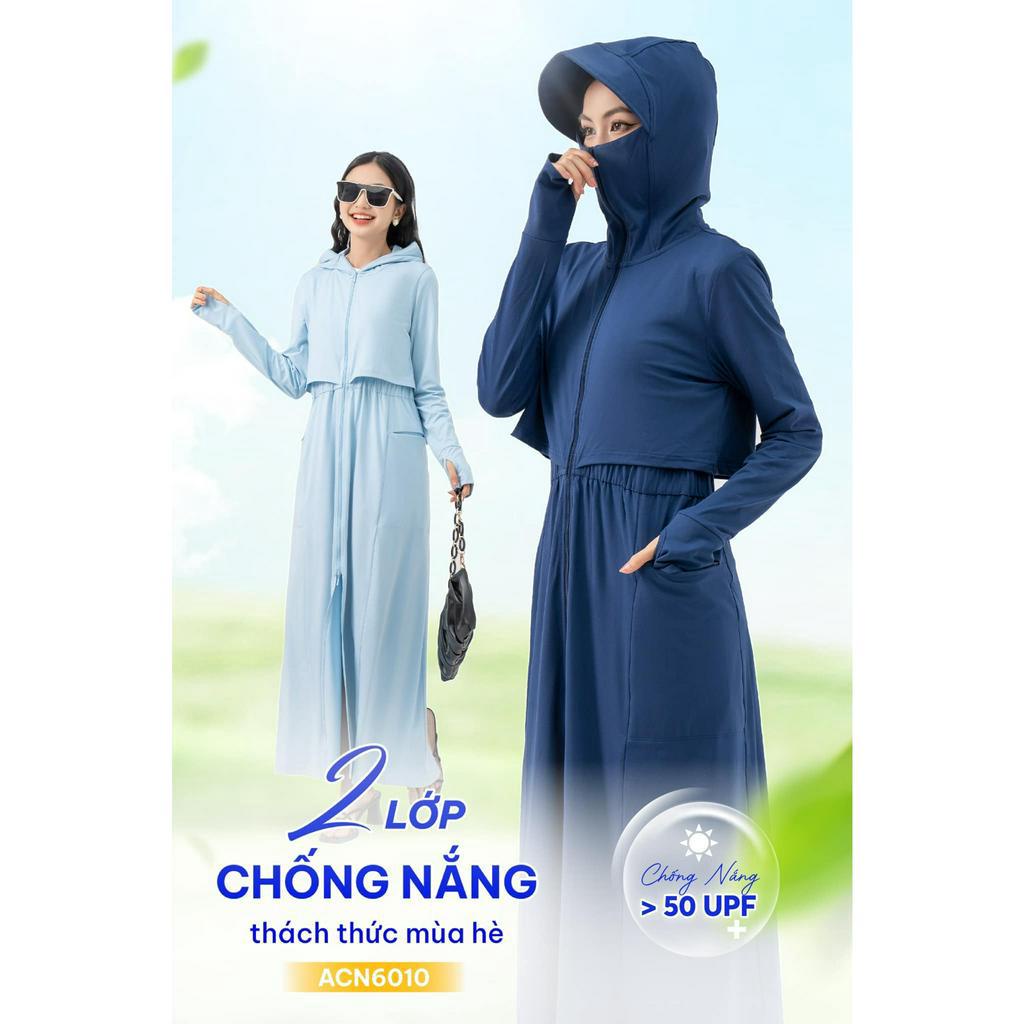 Áo chống nắng Nữ YODY chống tia UV dáng dài thoáng mát, mũ rộng ACN6010